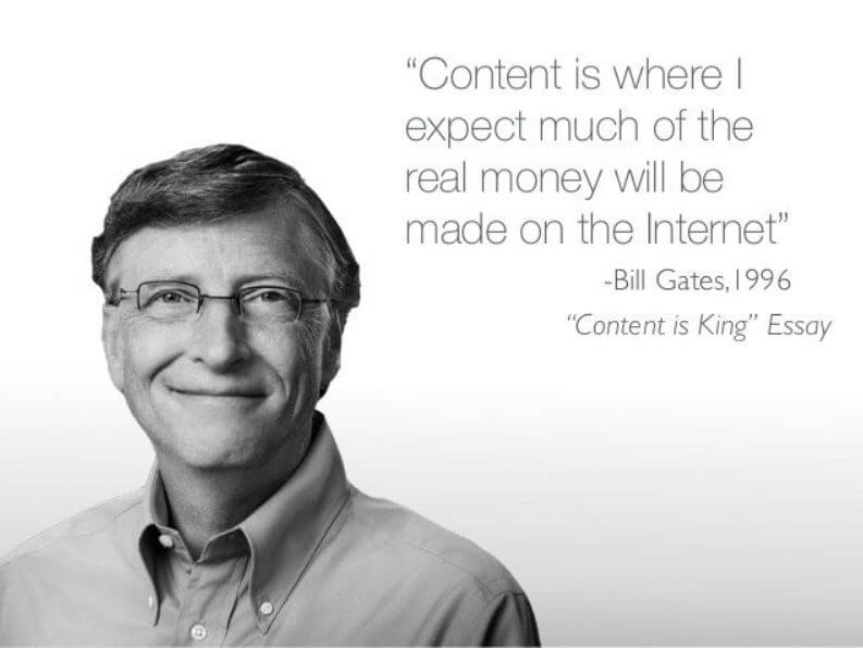 Content Marketing per aziende Bill Gates Content is King Facile Web Marketing Nicola Onida SEO Copywriter